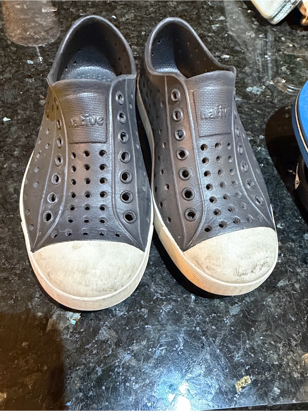 Native Kids boy shoes in navy and white. Preloved.